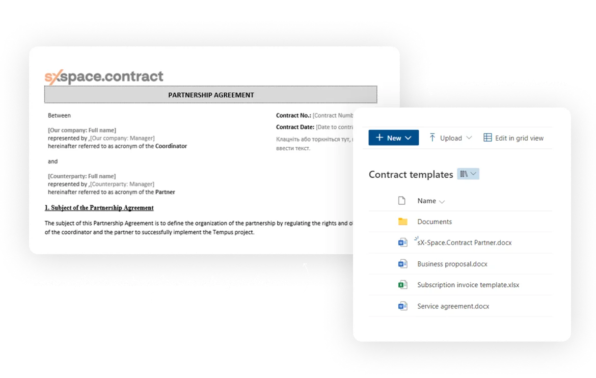 softXspace365.Contract — biblioteka szablonów DOCX/XLSX